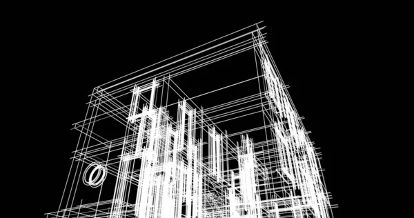 Líneas Abstractas Dibujo Concepto Arte Arquitectónico Formas Geométricas Mínimas — Foto de Stock