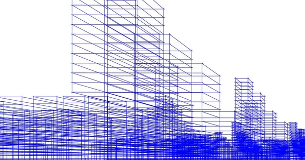 Schizzo Arte Geometrico Edifici Architettonici Design — Foto Stock