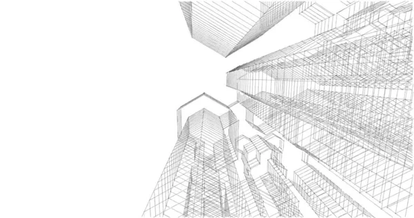 Arkaplanda mimari bina 3d illüstrasyon