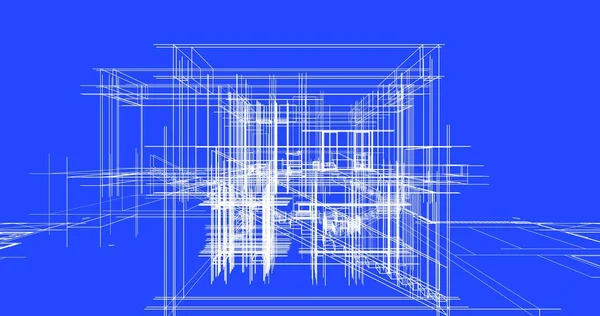 Mimari sanat konseptinde soyut çizgiler, minimum geometrik şekiller. 