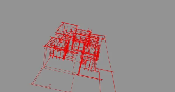 Elvont Rajzvonalak Építészeti Képzőművészetben Minimális Geometriai Formák — Stock Fotó