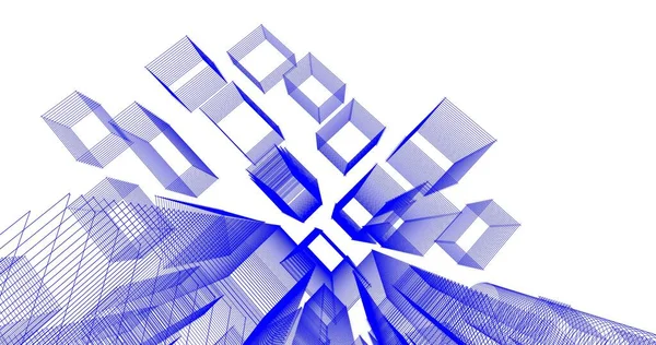 Arkaplanda mimari bina 3d illüstrasyon