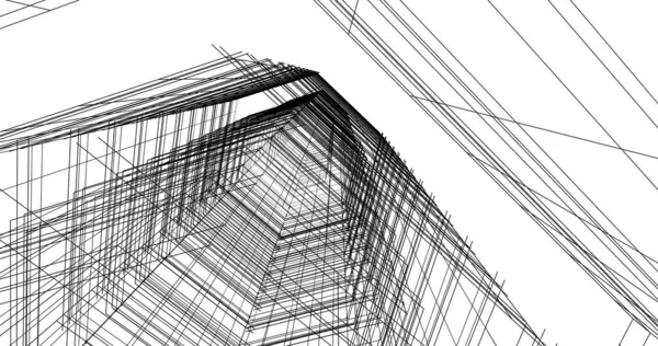 Arkaplanda mimari bina 3d illüstrasyon