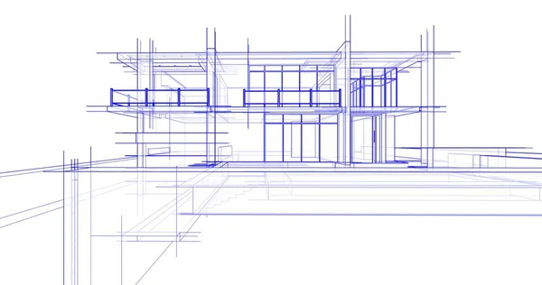 Minimalny Projekt Geometryczny Budynków Architektonicznych — Zdjęcie stockowe