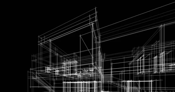 Arquitectura Edificio Ilustración Sobre Fondo — Foto de Stock