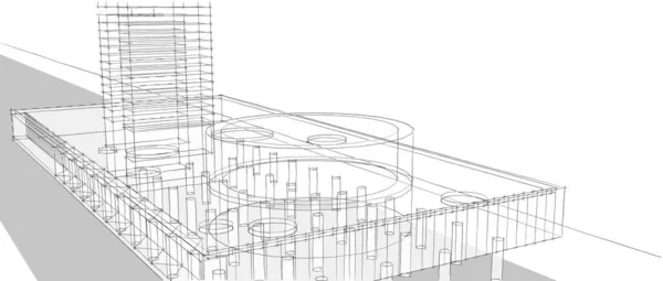 Linhas Abstratas Desenho Conceito Arte Arquitetônica Formas Geométricas Mínimas — Fotografia de Stock