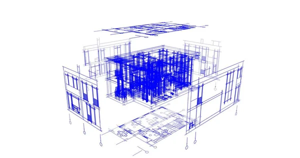 Líneas Abstractas Dibujo Concepto Arte Arquitectónico Formas Geométricas Mínimas —  Fotos de Stock