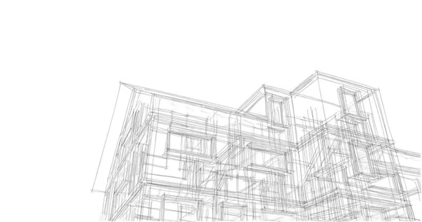 Líneas Abstractas Dibujo Concepto Arte Arquitectónico Formas Geométricas Mínimas — Foto de Stock