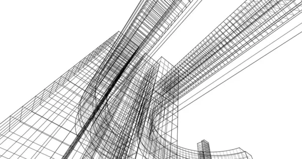 Arkaplanda mimari bina 3d illüstrasyon