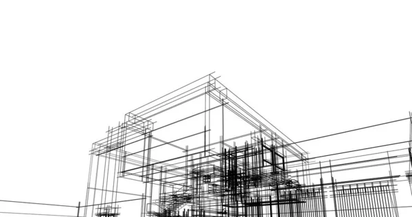 Lignes Dessin Abstraites Dans Concept Art Architectural Formes Géométriques Minimales — Photo