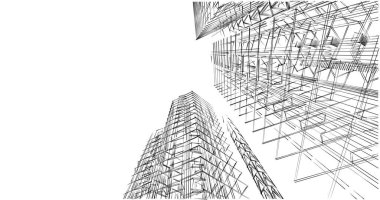 Mimari sanat konseptinde soyut çizgiler, minimum geometrik şekiller. 