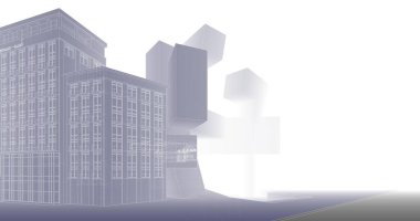Arkaplanda mimari bina 3d illüstrasyon