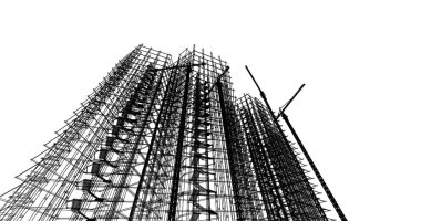 Mimari sanat konseptinde soyut çizgiler, minimum geometrik şekiller. 