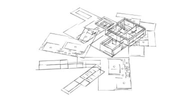 Mimari sanat konseptinde soyut çizgiler, minimum geometrik şekiller. 