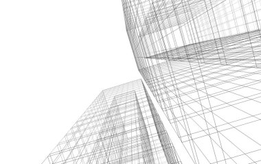 Mimari sanat konseptinde soyut çizgiler, minimum geometrik şekiller. 