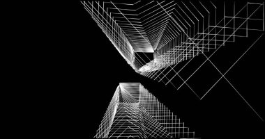 Mimari sanat konseptinde soyut çizgiler, minimum geometrik şekiller. 