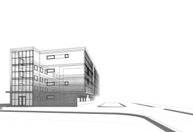 Mimari sanat konseptinde soyut çizgiler, minimum geometrik şekiller. 