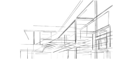 Mimari sanat konseptinde soyut çizgiler, minimum geometrik şekiller. 