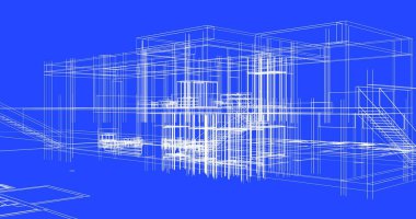 Mimari sanat konseptinde soyut çizgiler, minimum geometrik şekiller. 