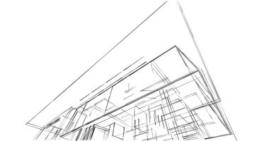 Mimari sanat konseptinde soyut çizgiler, minimum geometrik şekiller. 