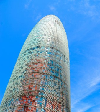 Mavi gökyüzü arka planı üzerine gökdelen, iş konsepti