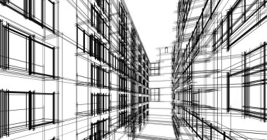 Mimari sanat konseptinde soyut çizgiler, minimum geometrik şekiller. 