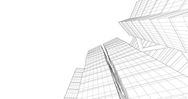 Arkaplanda mimari bina 3d illüstrasyon