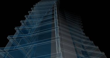 Mimari sanat konseptinde soyut çizgiler, minimum geometrik şekiller. 