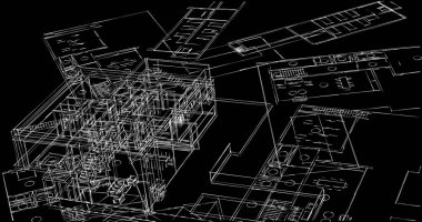 Mimari sanat konseptinde soyut çizgiler, minimum geometrik şekiller. 