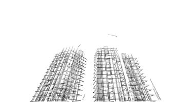 Mimari sanat konseptinde soyut çizgiler, minimum geometrik şekiller. 