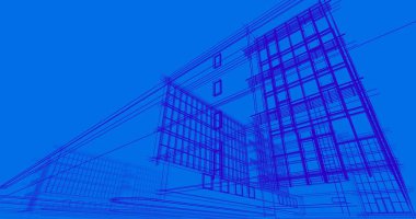 Mimari sanat konseptinde soyut çizgiler, minimum geometrik şekiller. 