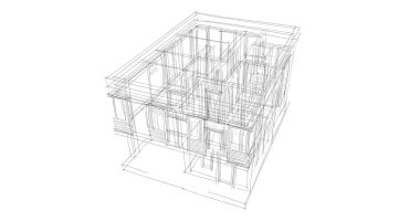 Arkaplanda mimari bina 3d illüstrasyon