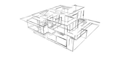 Mimari sanat konseptinde soyut çizgiler, minimum geometrik şekiller. 