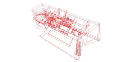 Arkaplanda mimari bina 3d illüstrasyon