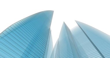 Arkaplanda mimari bina 3d illüstrasyon