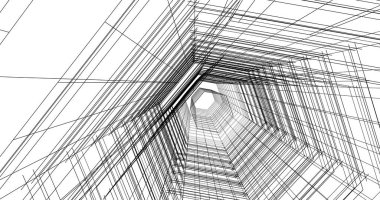 Arkaplanda mimari bina 3d illüstrasyon