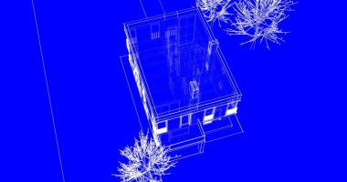 Arkaplanda mimari bina 3d illüstrasyon