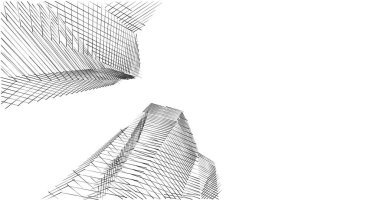 Mimari sanat konseptinde soyut çizgiler, minimum geometrik şekiller. 