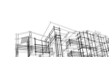 Mimari sanat konseptinde soyut çizgiler, minimum geometrik şekiller. 