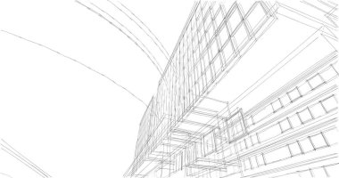 Mimari sanat konseptinde soyut çizgiler, minimum geometrik şekiller. 