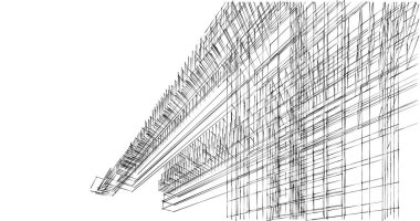 Mimari sanat konseptinde soyut çizgiler, minimum geometrik şekiller. 