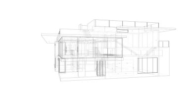 Arkaplanda mimari bina 3d illüstrasyon