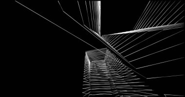 Mimari sanat konseptinde soyut çizgiler, minimum geometrik şekiller. 