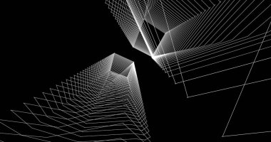 Mimari sanat konseptinde soyut çizgiler, minimum geometrik şekiller. 