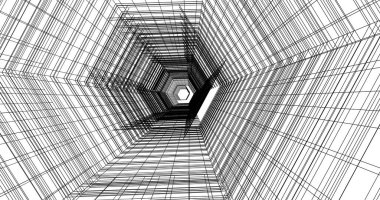 Mimari sanat konseptinde soyut çizgiler, minimum geometrik şekiller. 