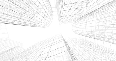 Mimari sanat konseptinde soyut çizgiler, minimum geometrik şekiller. 