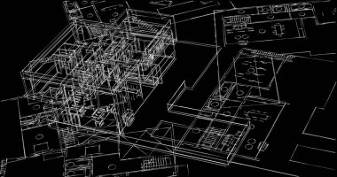 Mimari sanat konseptinde soyut çizgiler, minimum geometrik şekiller. 