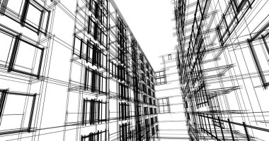 Mimari sanat konseptinde soyut çizgiler, minimum geometrik şekiller. 