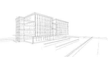 Mimari sanat konseptinde soyut çizgiler, minimum geometrik şekiller. 