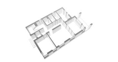 Mimari sanat konseptinde soyut çizgiler, minimum geometrik şekiller. 